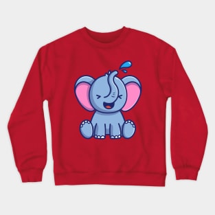 Cute Elephant Play Water Cartoon Crewneck Sweatshirt